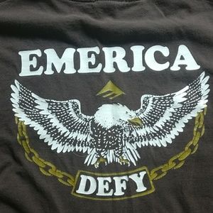 Emerica. Defy brown tee with eagle & chain graphic